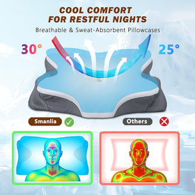 Smanlia orthopedic neck pillow supports neck and shoulders with slow rebound foam