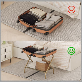 Smart FENDEE folding suitcase stand for easy packing and compact storage.