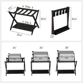 Smart FENDEE luggage rack fully assembled in a guest room corner.