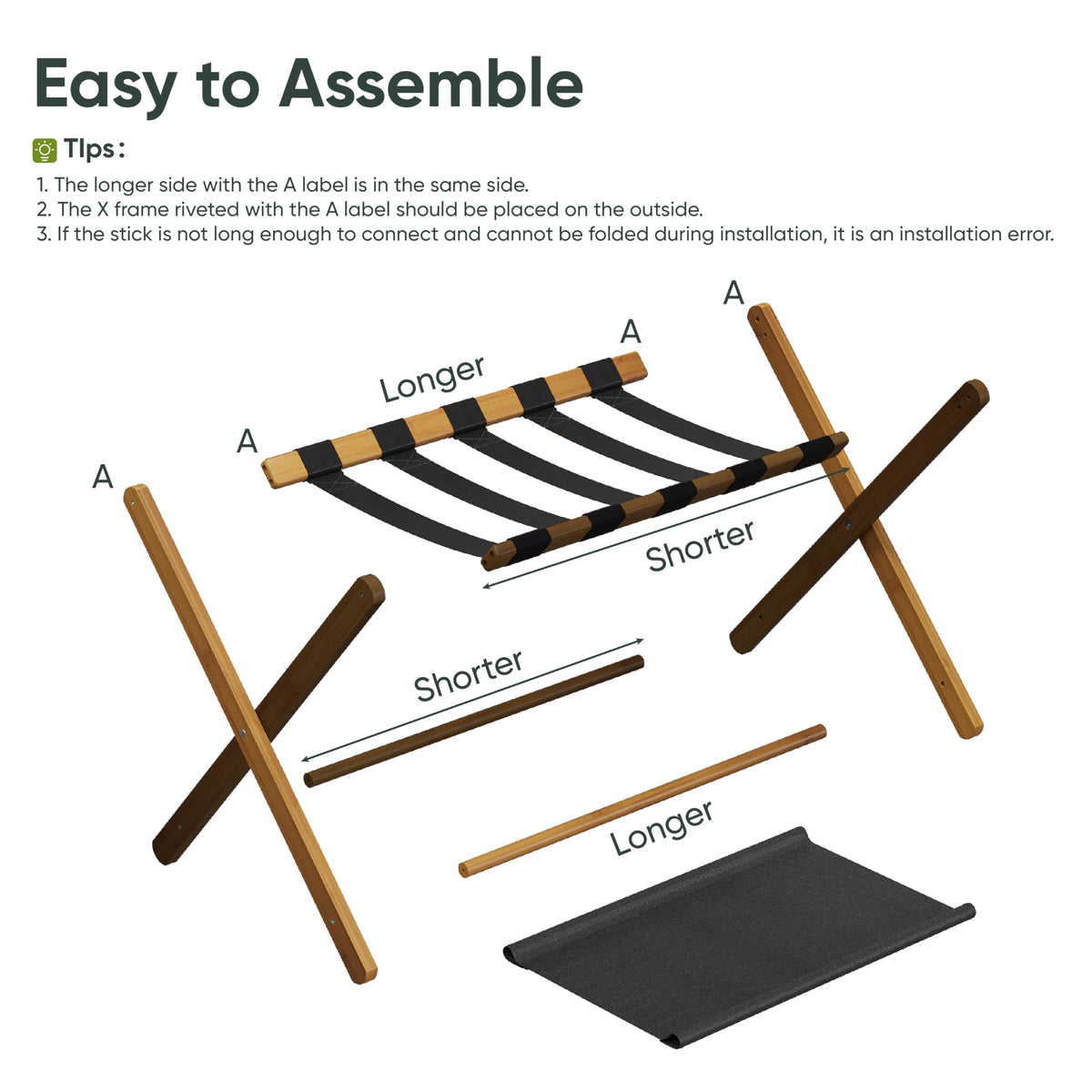 Smart FENDEE solid bamboo construction supports heavy luggage with durable strength.