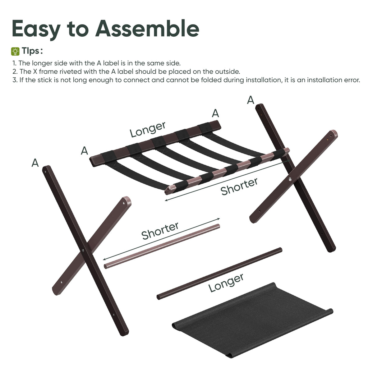 Smart FENDEE luggage rack side view highlighting lower shelf for shoes.