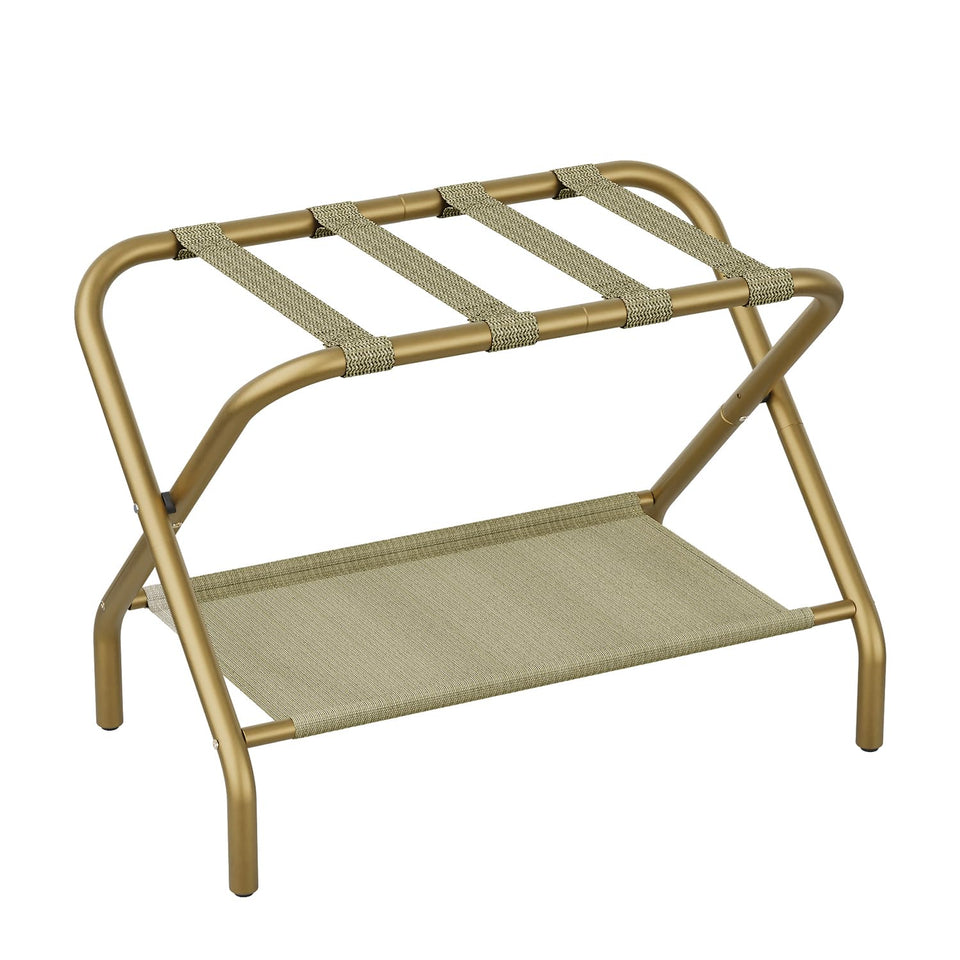Smart FENDEE luggage rack top surface keeps your suitcase off the floor and clean.