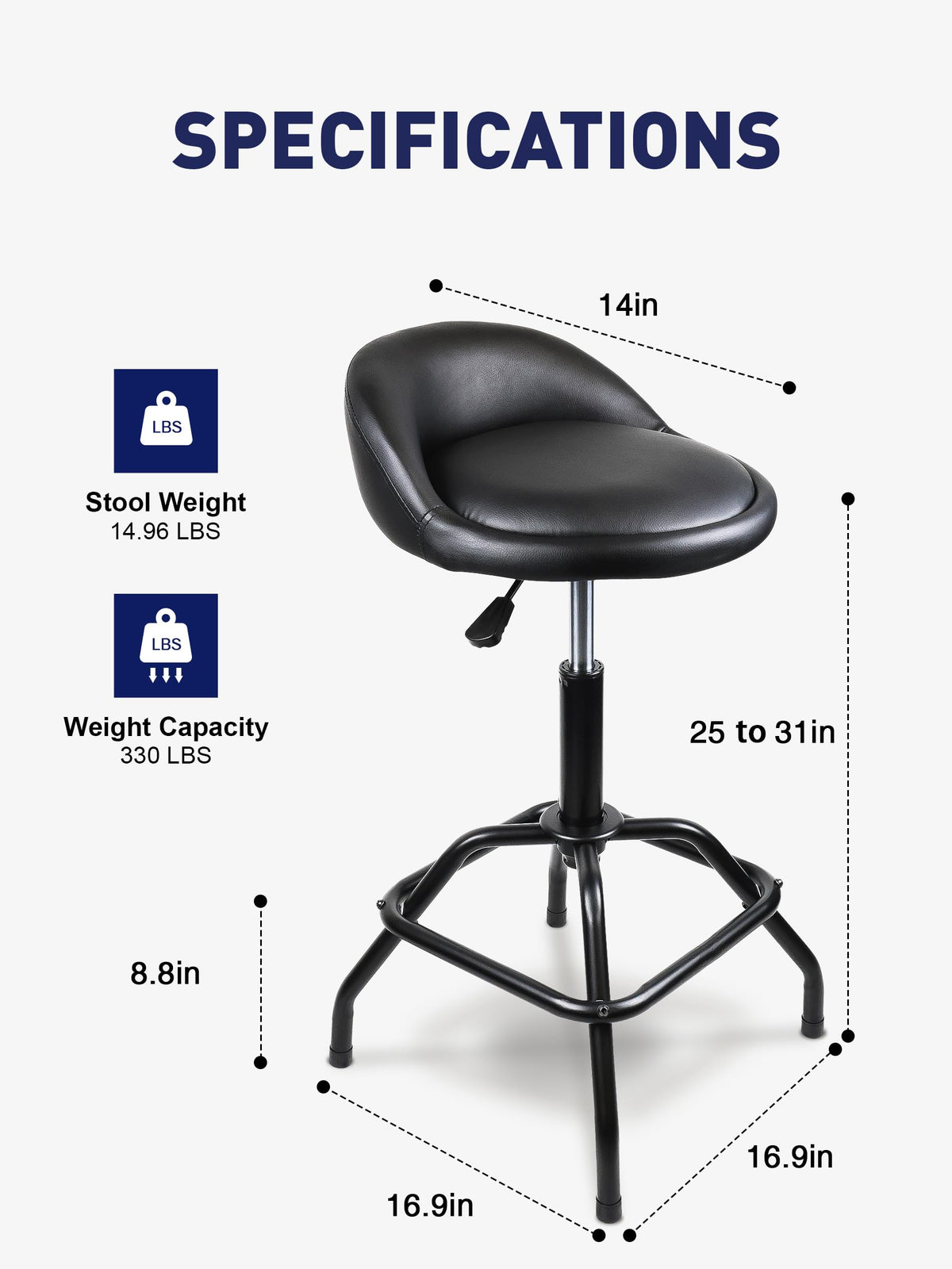 SMART JERRY backrest supports posture while seated at counter height