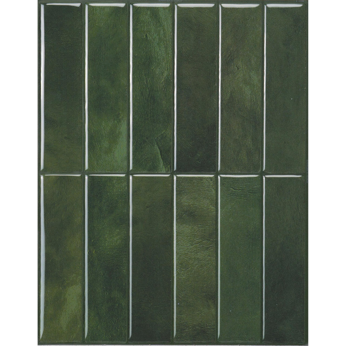 Smart Tiles Sefrou Green backsplash sheets demonstrate quick, tool-free installation.