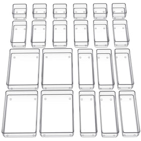 SMARTAKE 22-piece drawer organizer set with four sizes for customizable storage