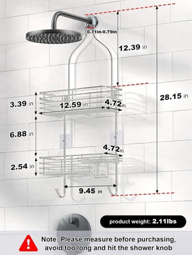 SMARTAKE anti-rust shower caddy close-up showing drainage grid keeps bottles dry
