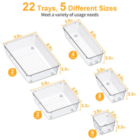 SMARTAKE clear drawer trays provide visibility for dresser and desk storage.
