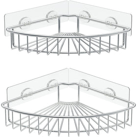 SMARTAKE corner shower caddy silver fits 90° corners for organized bathroom storage.