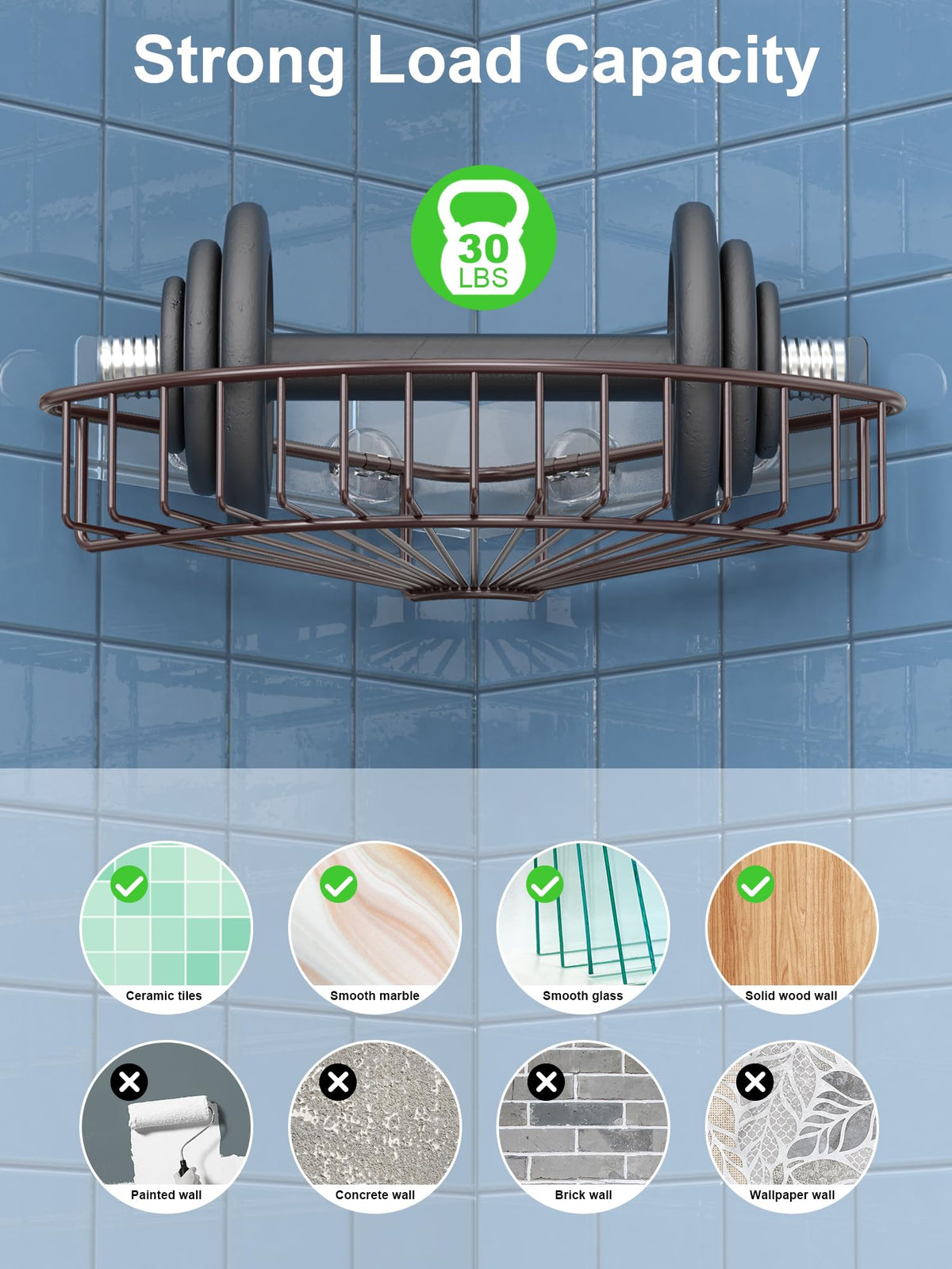 SMARTAKE corner shower caddy small in bronze, compact organizer