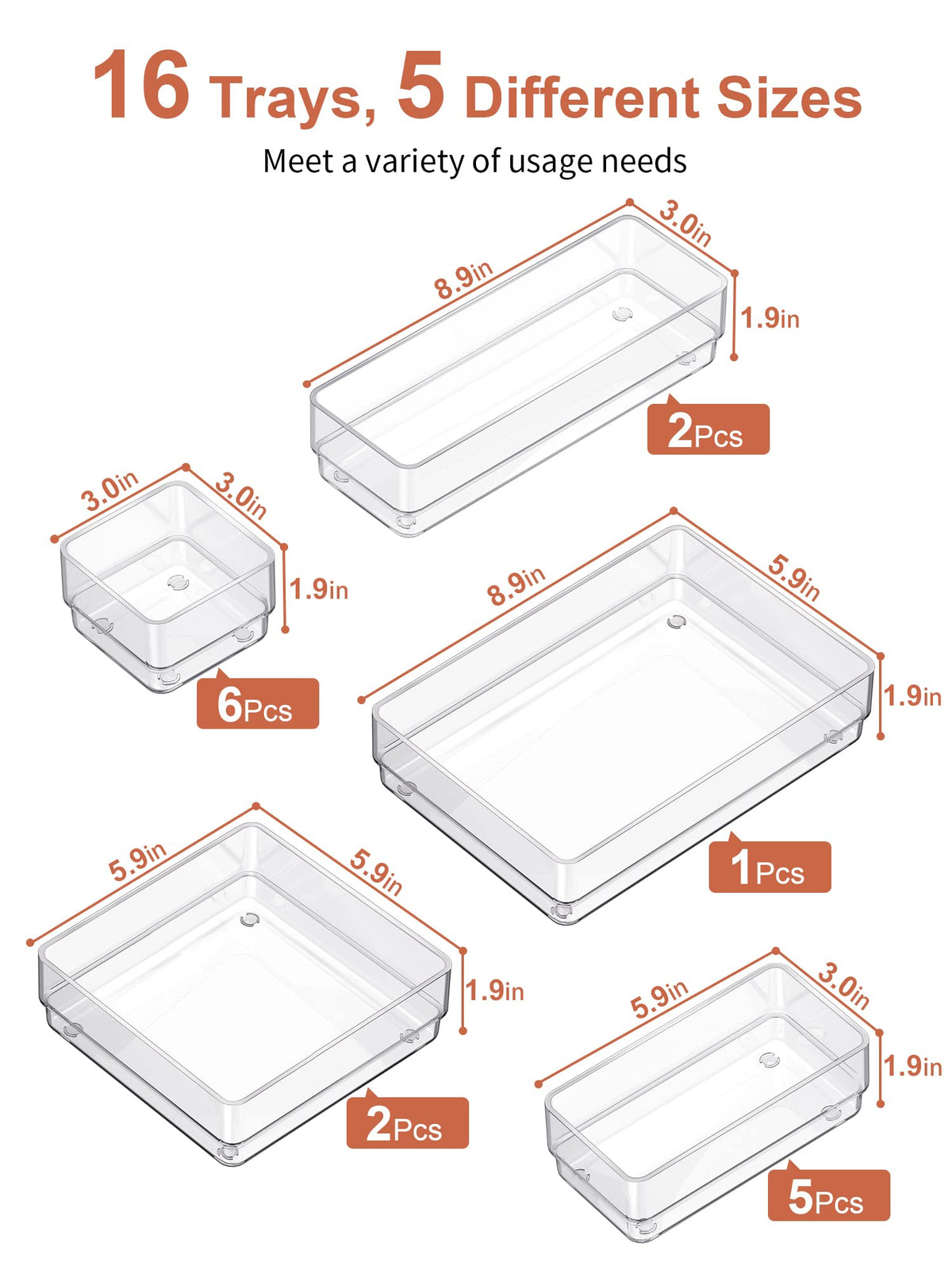SMARTAKE drawer trays with non-slip pads preventing sliding for stable access.