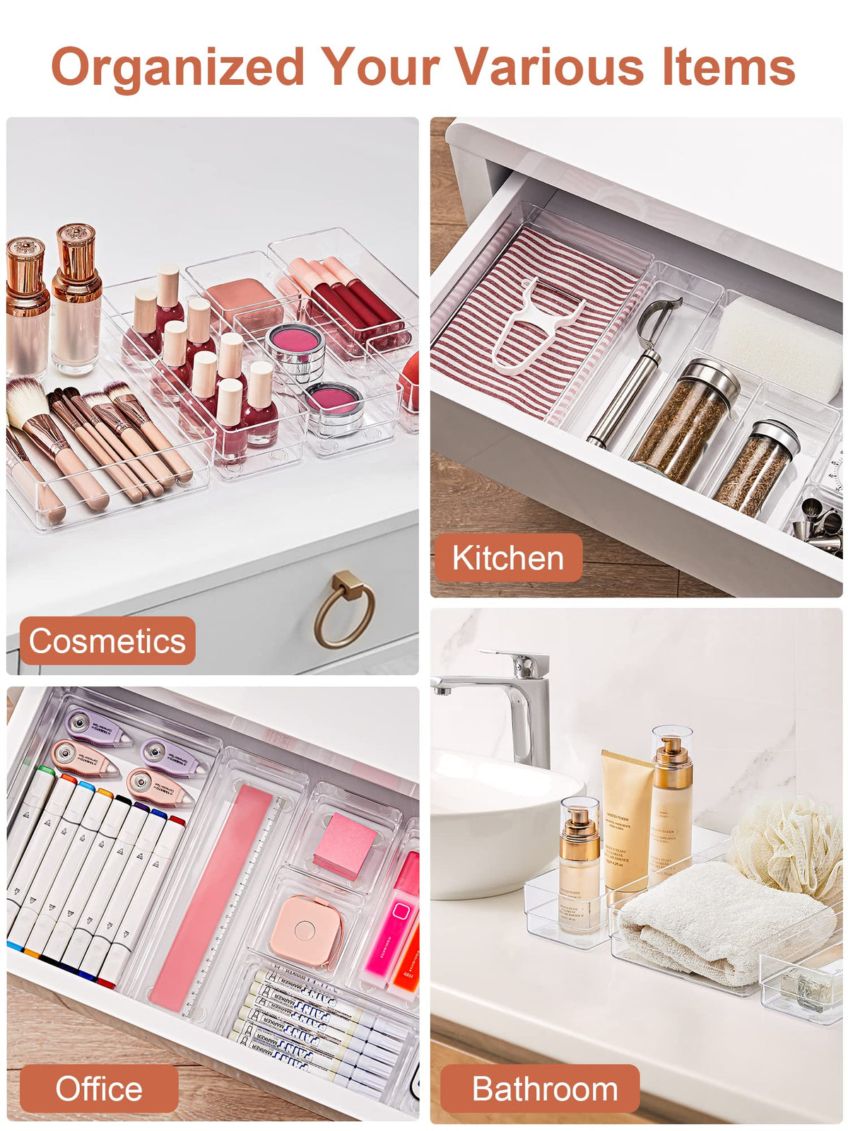 SMARTAKE durable plastic drawer organizers provide long-lasting organization
