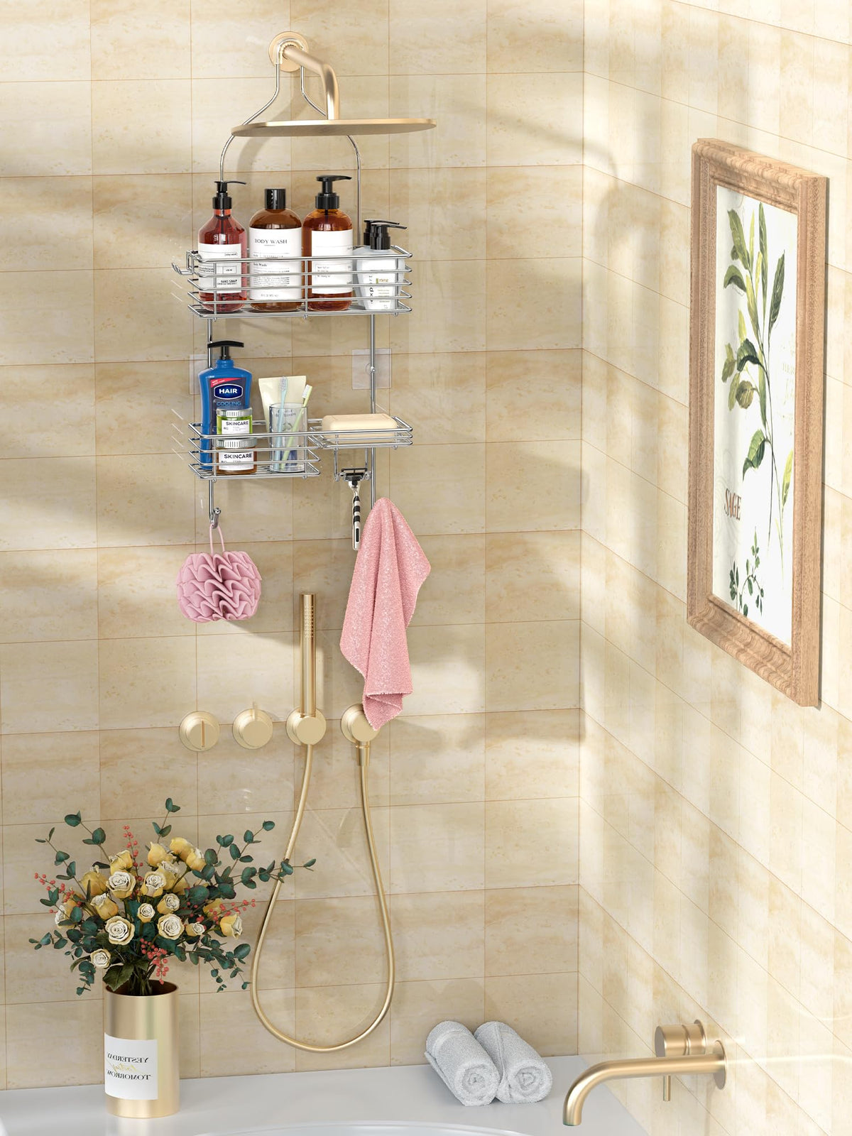 SMARTAKE fixed hooks hold razors and towels securely in the shower