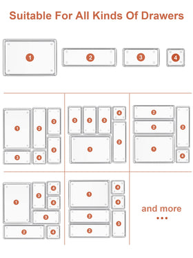 SMARTAKE kitchen, office, and bathroom drawer trays for versatile storage.