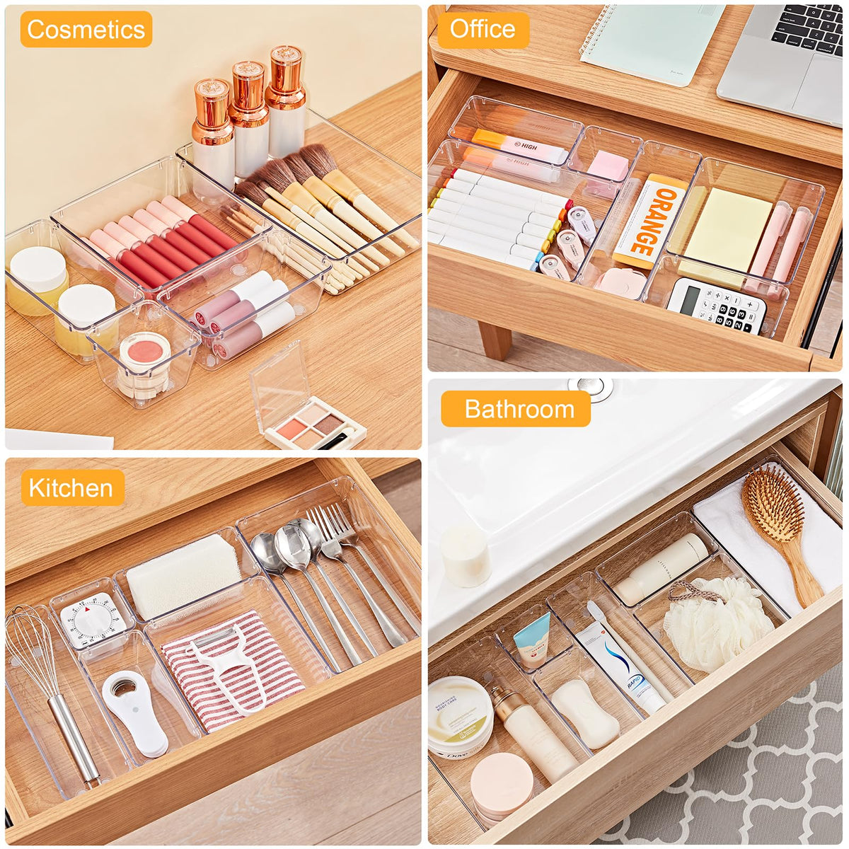 SMARTAKE makeup and toiletries trays keep beauty tools neatly arranged