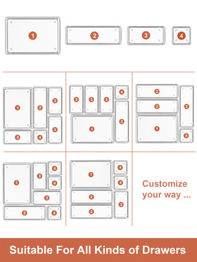 SMARTAKE office and kitchen drawer organizers streamline supplies and utensils.