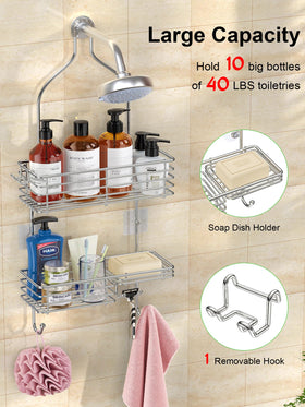 SMARTAKE stainless steel caddy close-up highlighting rustproof metal for wet bathrooms