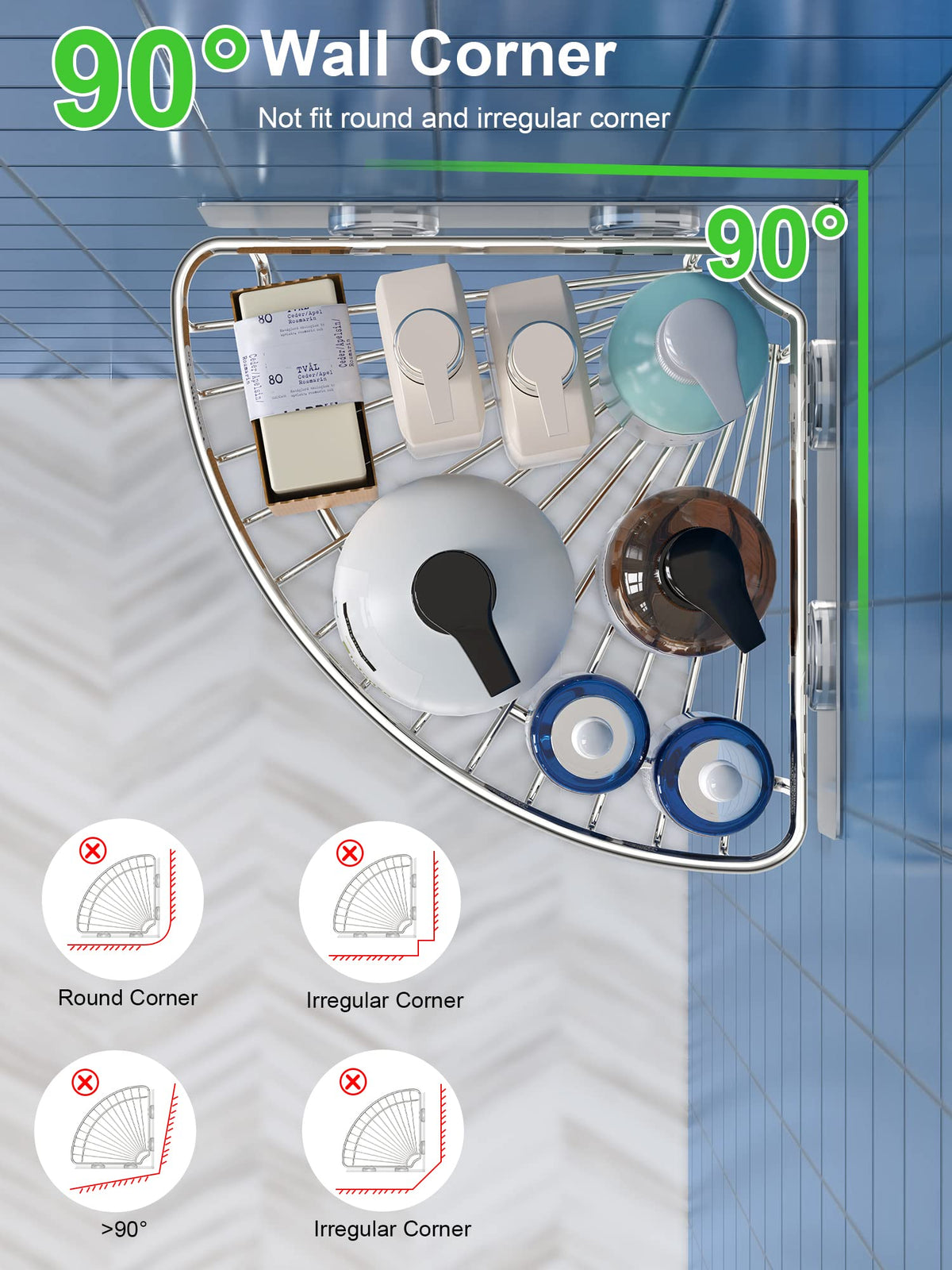 SMARTAKE wall-mounted shelf uses adhesive for easy non-drill installation.