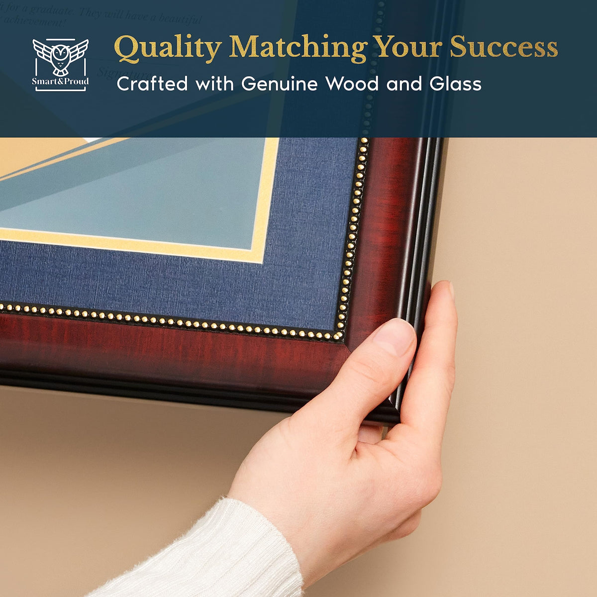 SMART&PROUD 8.5x11 frame supports both bachelor’s and master’s diplomas beautifully.