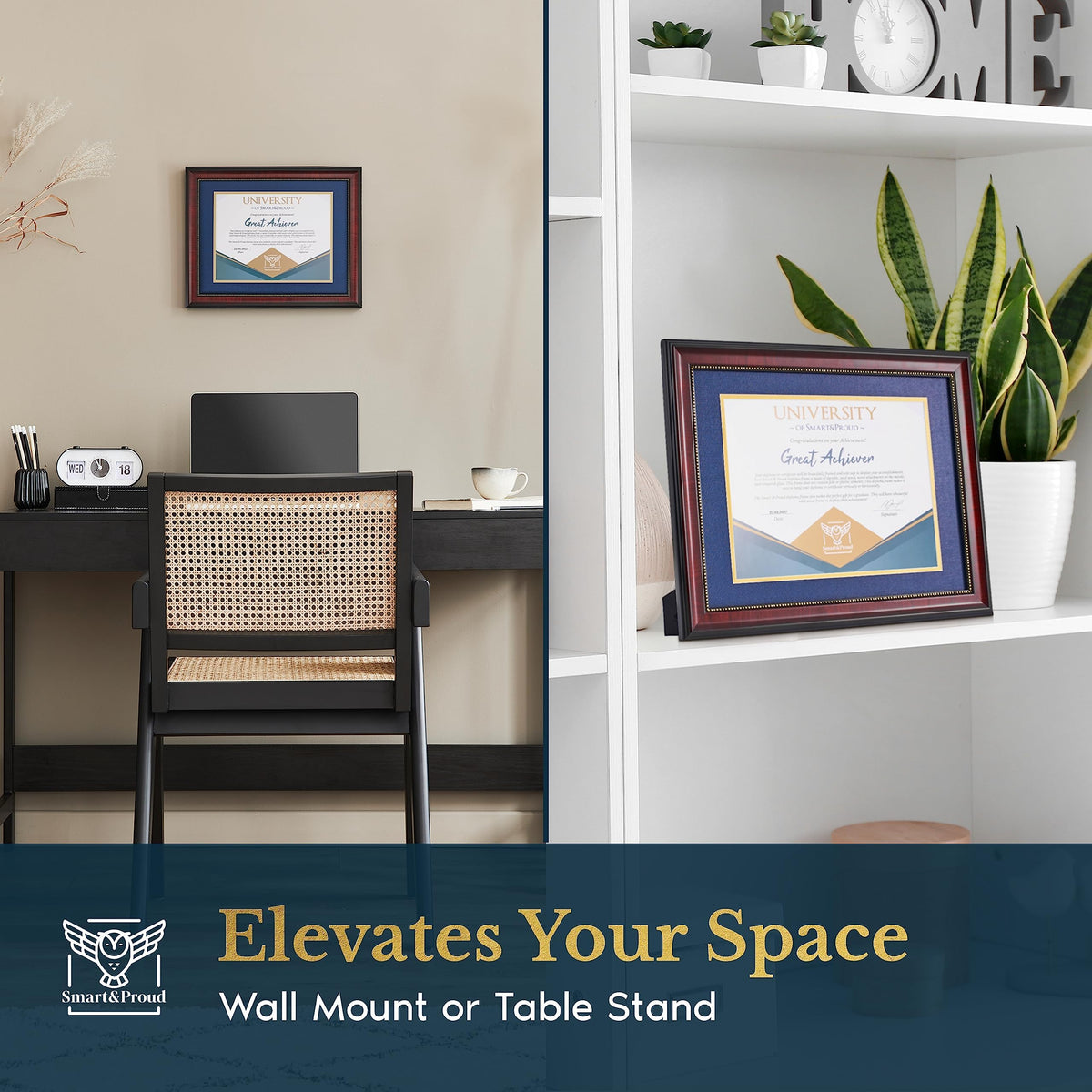 SMART&PROUD blue-gold rim closeup adds a premium touch to any office.