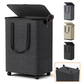 SmartKempt laundry basket with five wheels glides smoothly for room-to-room transport.