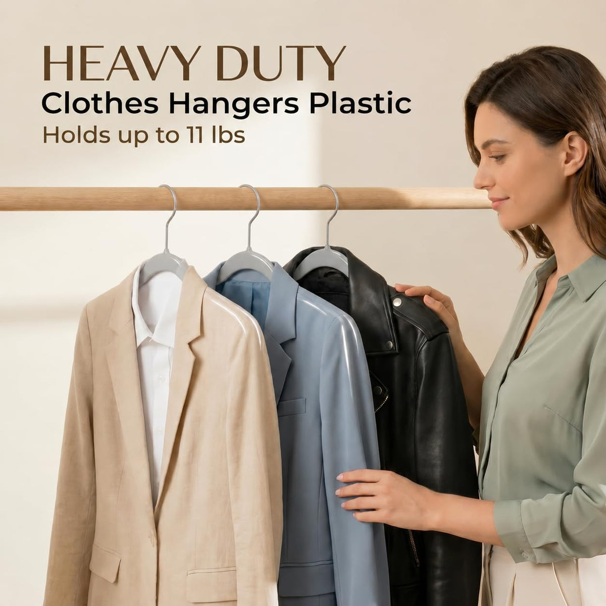 Smartor durable ABS plastic supports heavy garments without bending.