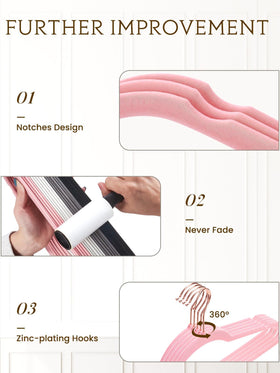 Soft flocked surface protects fabrics from snagging on Smartor hangers.