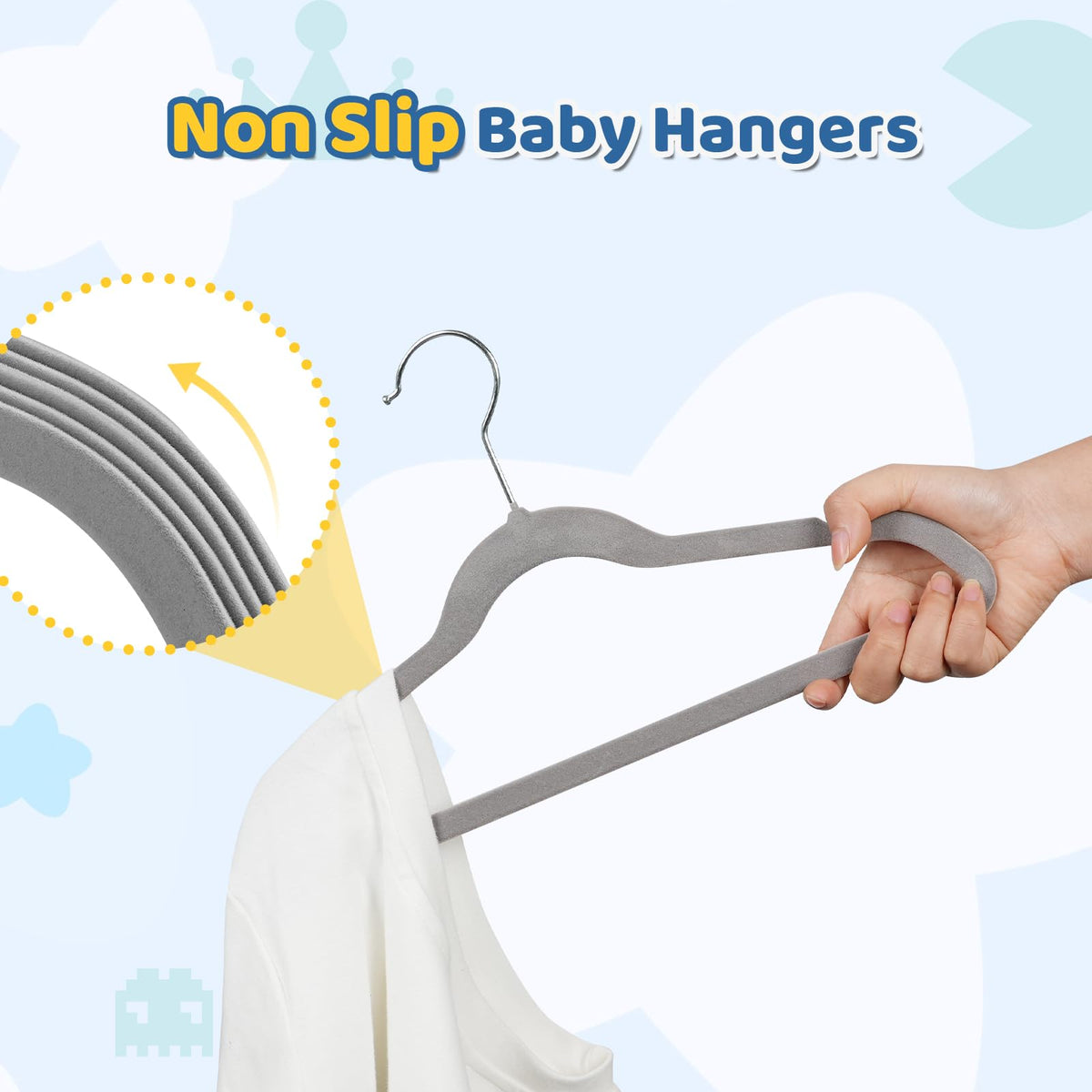 Smartor velvet finish hangers prevent slipping and creasing delicate fabrics.