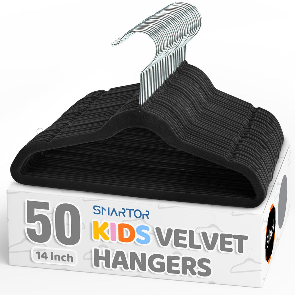 Smartor velvet non-slip kid hanger holds garments securely for a tidy closet.