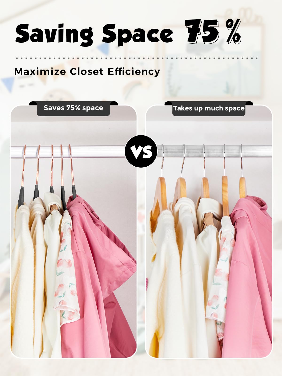 Smartor Kids Velvet Hangers swivel hook for easy hanging and access