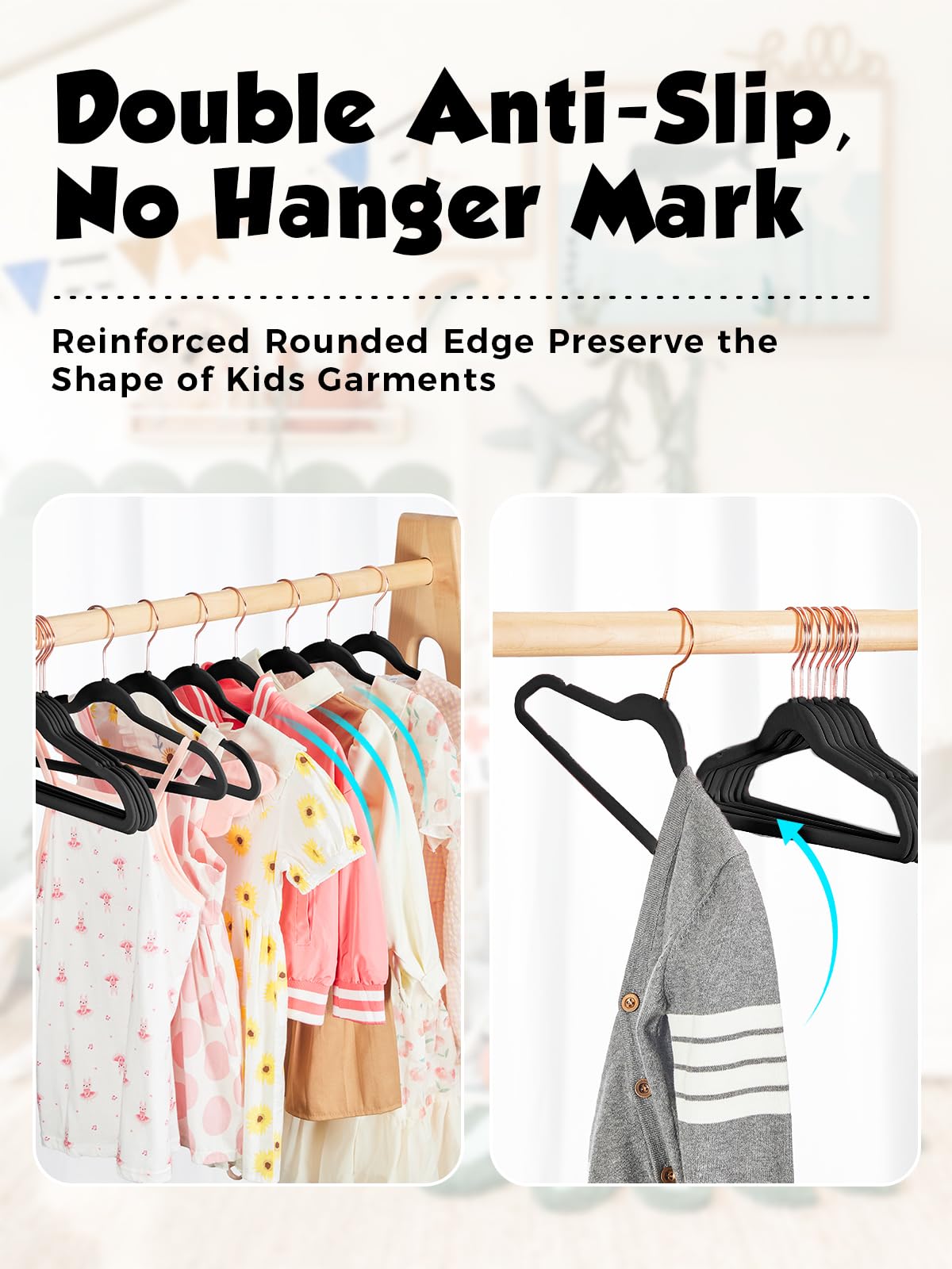 Smartor Kids Velvet Hangers, 14-inch length for organizing small outfits