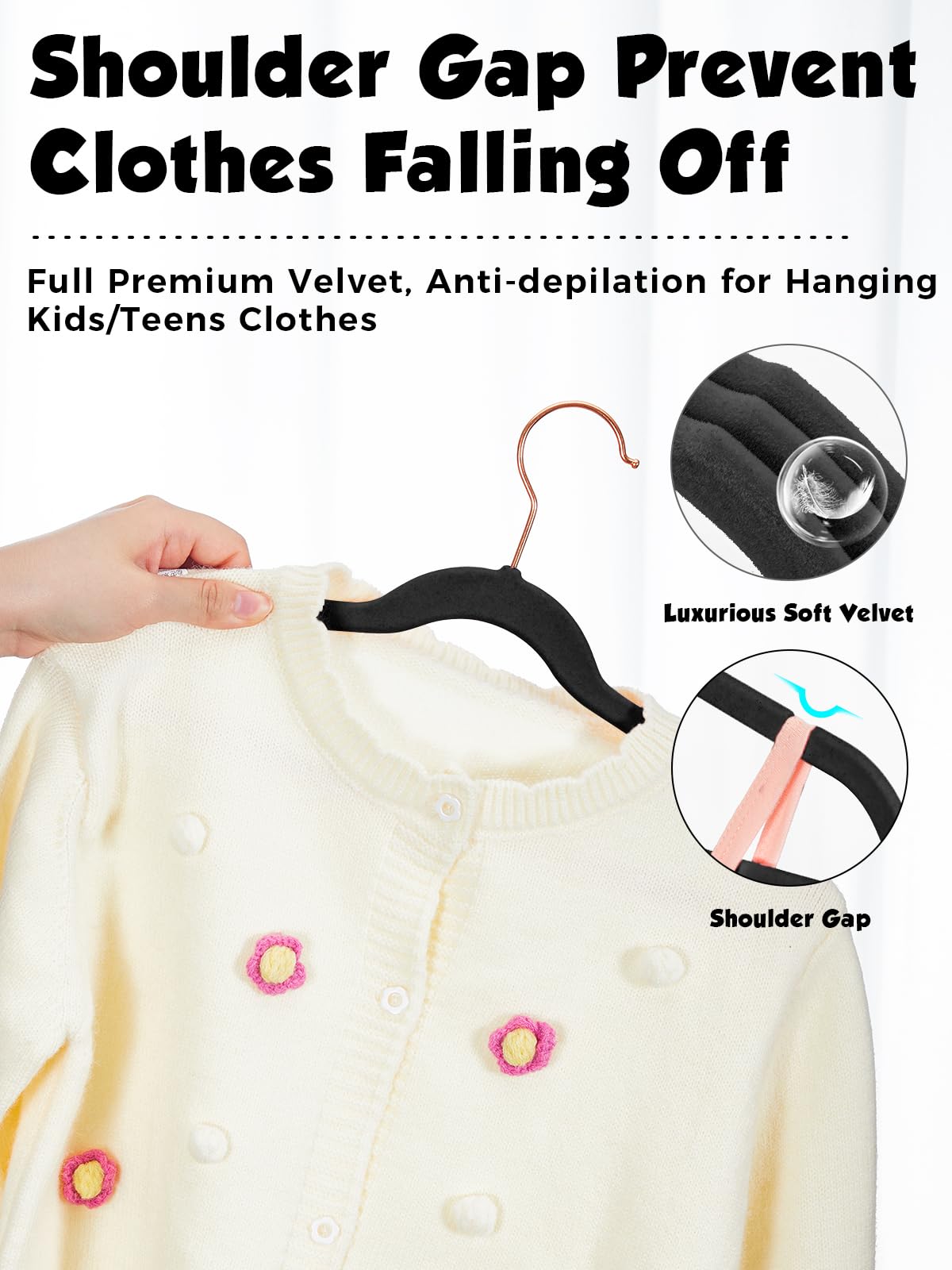 Smartor Kids Velvet Hangers with non-slip velvet surface for secure clothing