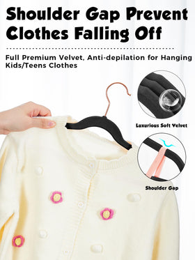 Smartor Kids Velvet Hangers with non-slip velvet surface for secure clothing