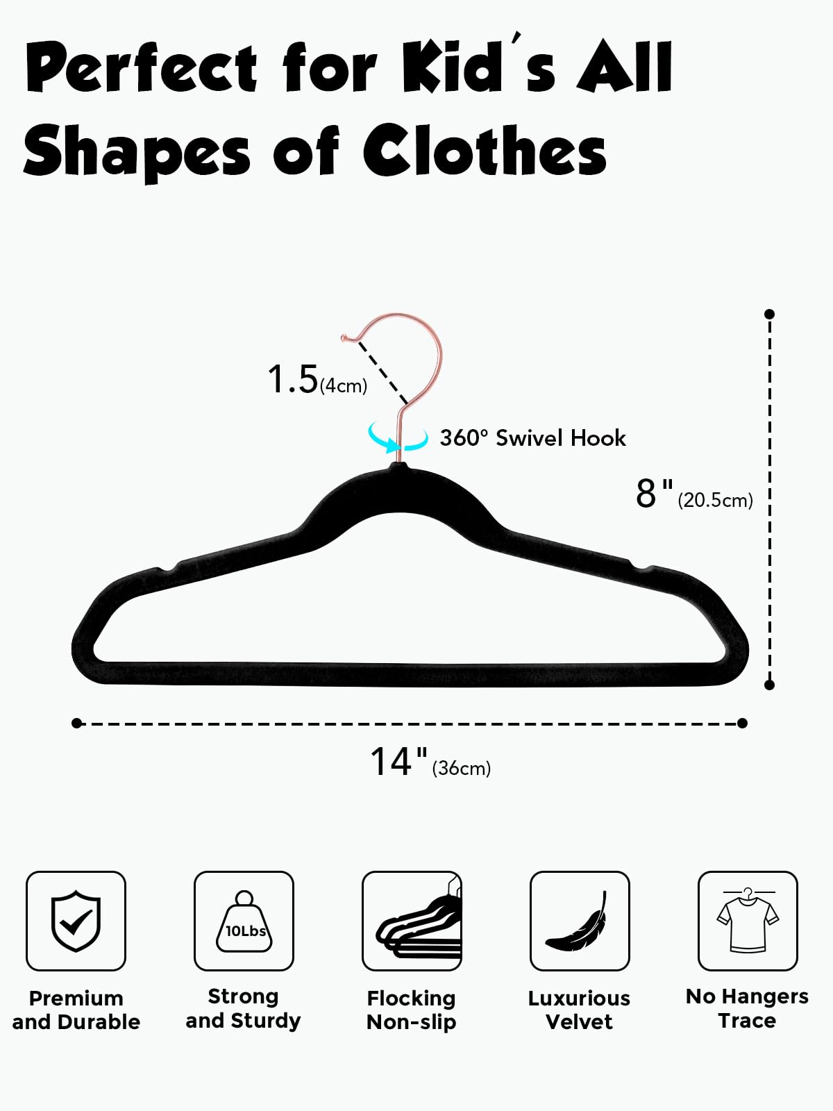 Smartor Kids Velvet Hangers shoulder grooves prevent hanger marks