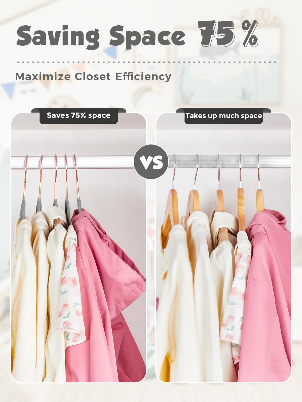 Smartor 50-pack velvet hangers maximize closet space while protecting fabrics.