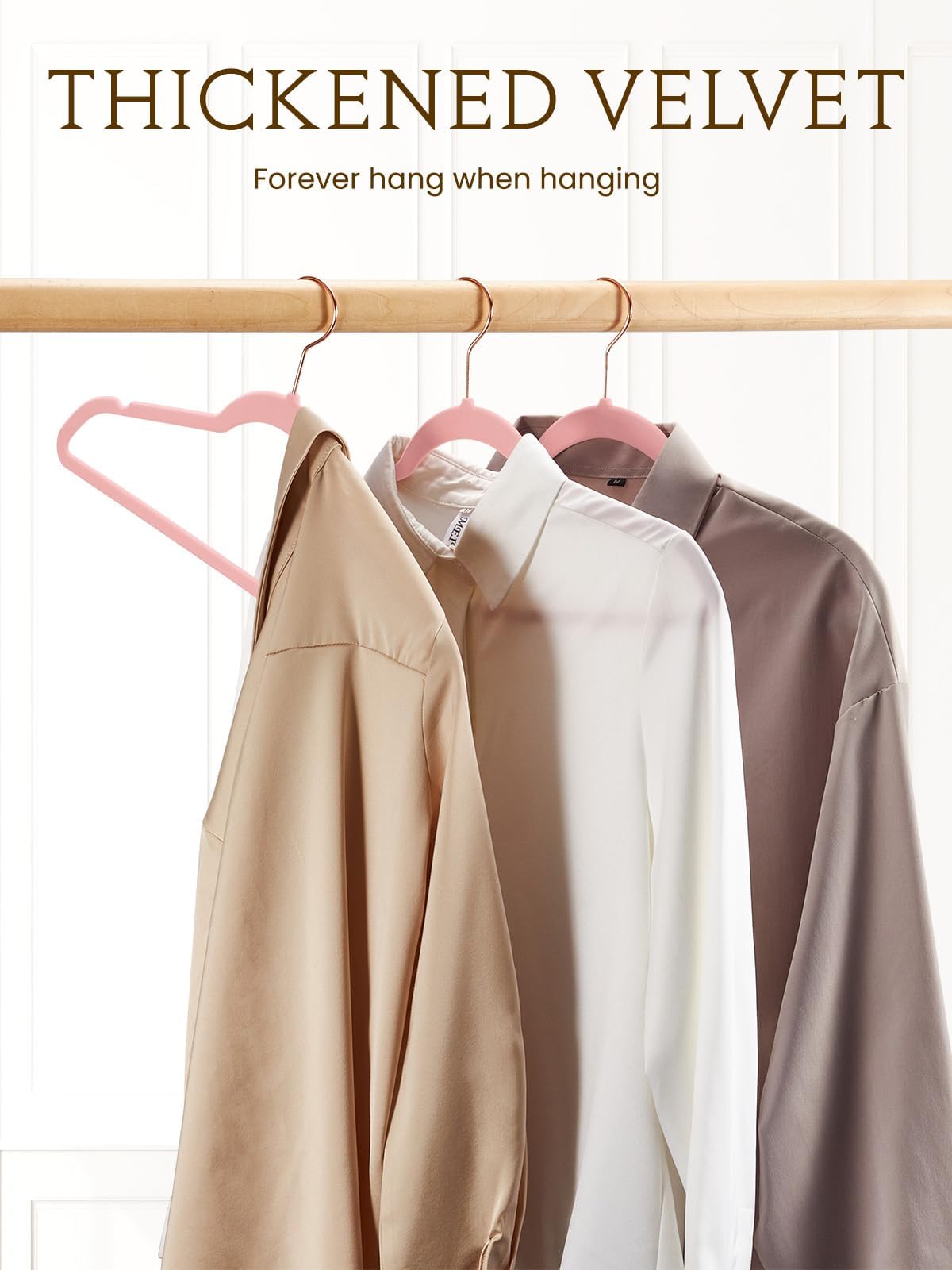Smartor velvet hangers with non-slip shoulders for secure fabric grip.