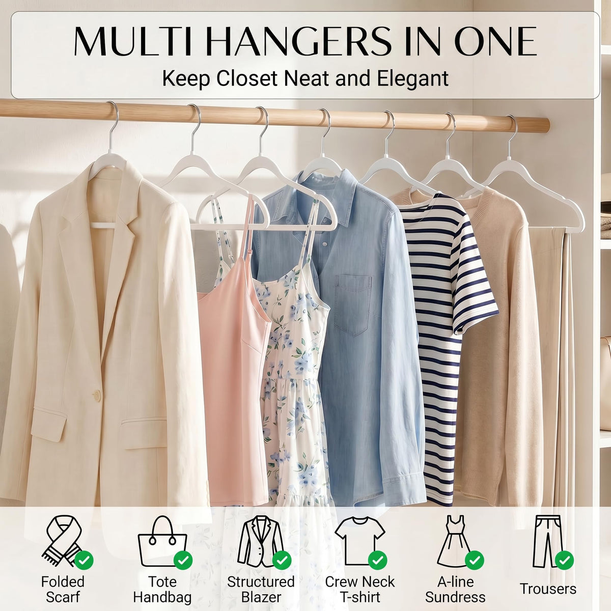 Smartor hangers with 360 swivel hooks offer easy access and smooth clothing hanging.