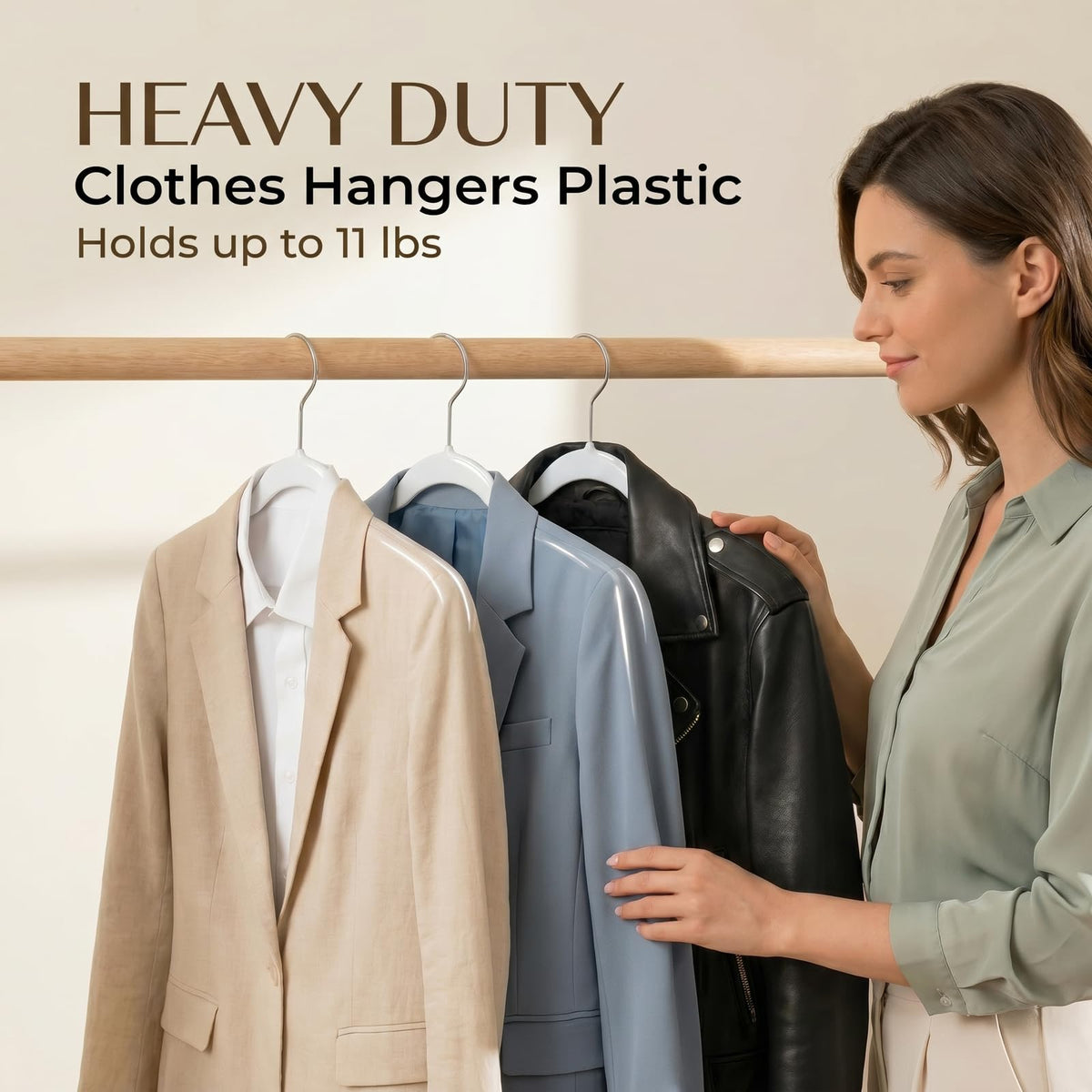 Smartor hangers shoulder design supports blouses and jackets to maintain shape.