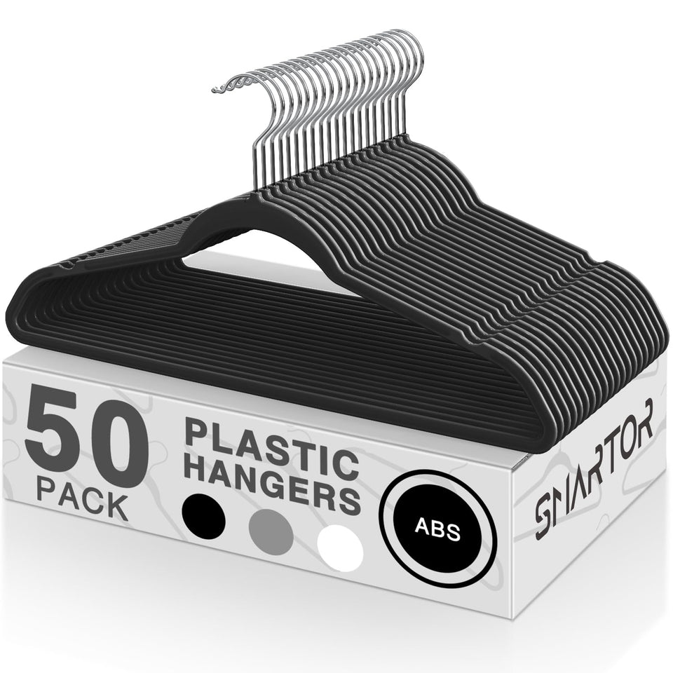 Smartor plastic hanger with 360-degree swivel hook for smooth garment hanging