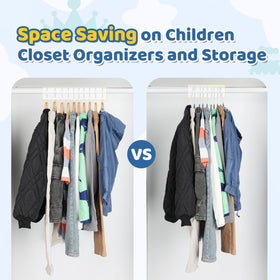 Smartor ultra-slim hangers maximize closet space for kids' wardrobes.