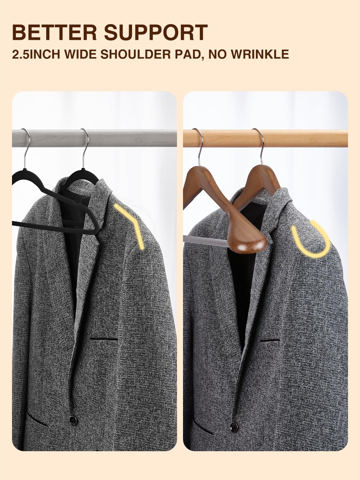 Smartor walnut hanger bulk pack display for organized closets.