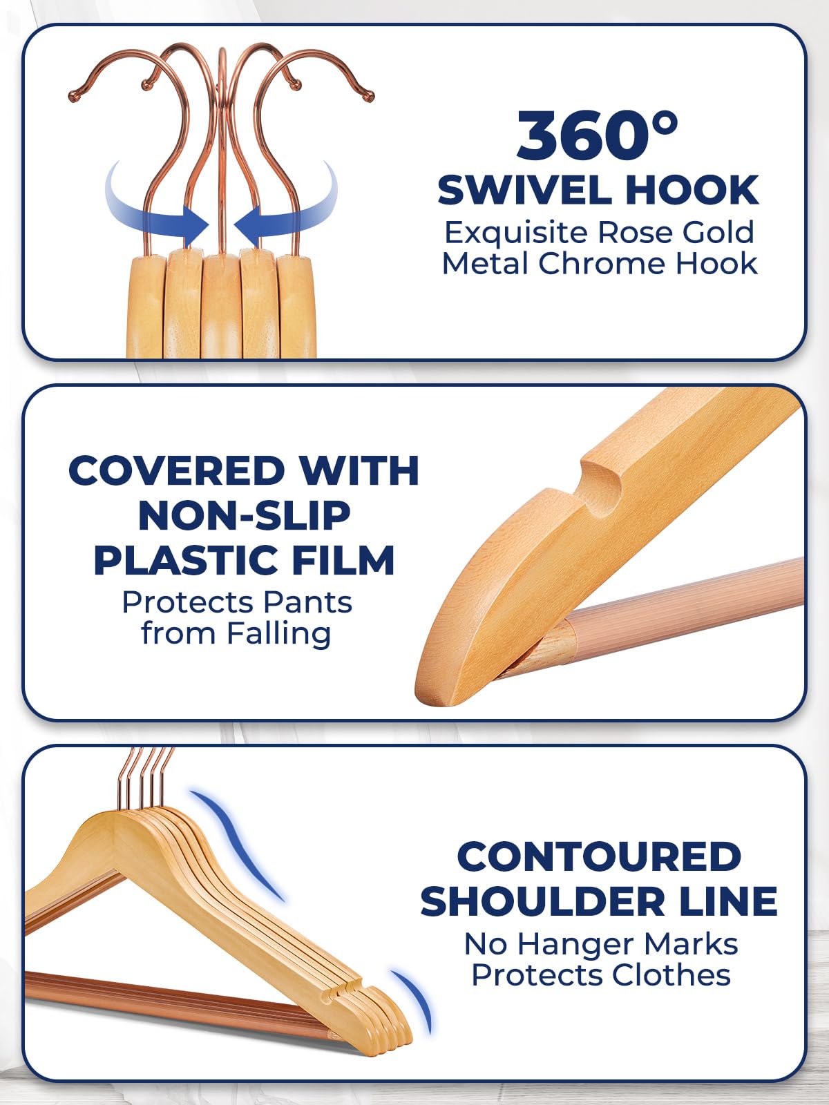 Smartor hangers with notches prevent slipping of delicate items.