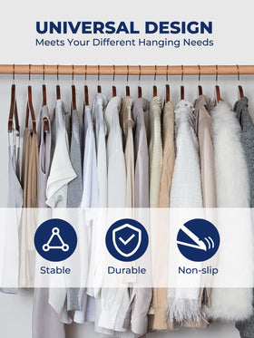 Smartor wooden hangers with rose gold hook add stylish durability to any wardrobe.