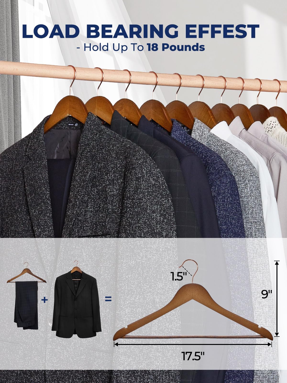 Smartor hangers cradle suits and coats, maintaining shape and reduce creasing.