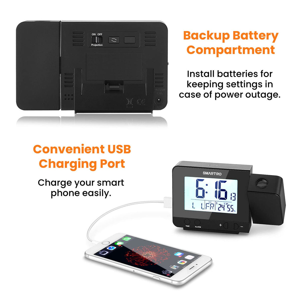 SMARTRO snooze function provides five extra minutes before wake time