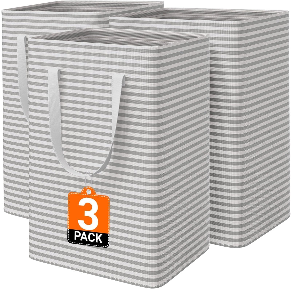 SmartTrends 3-pack laundry baskets with 75L capacity for family laundry organization.