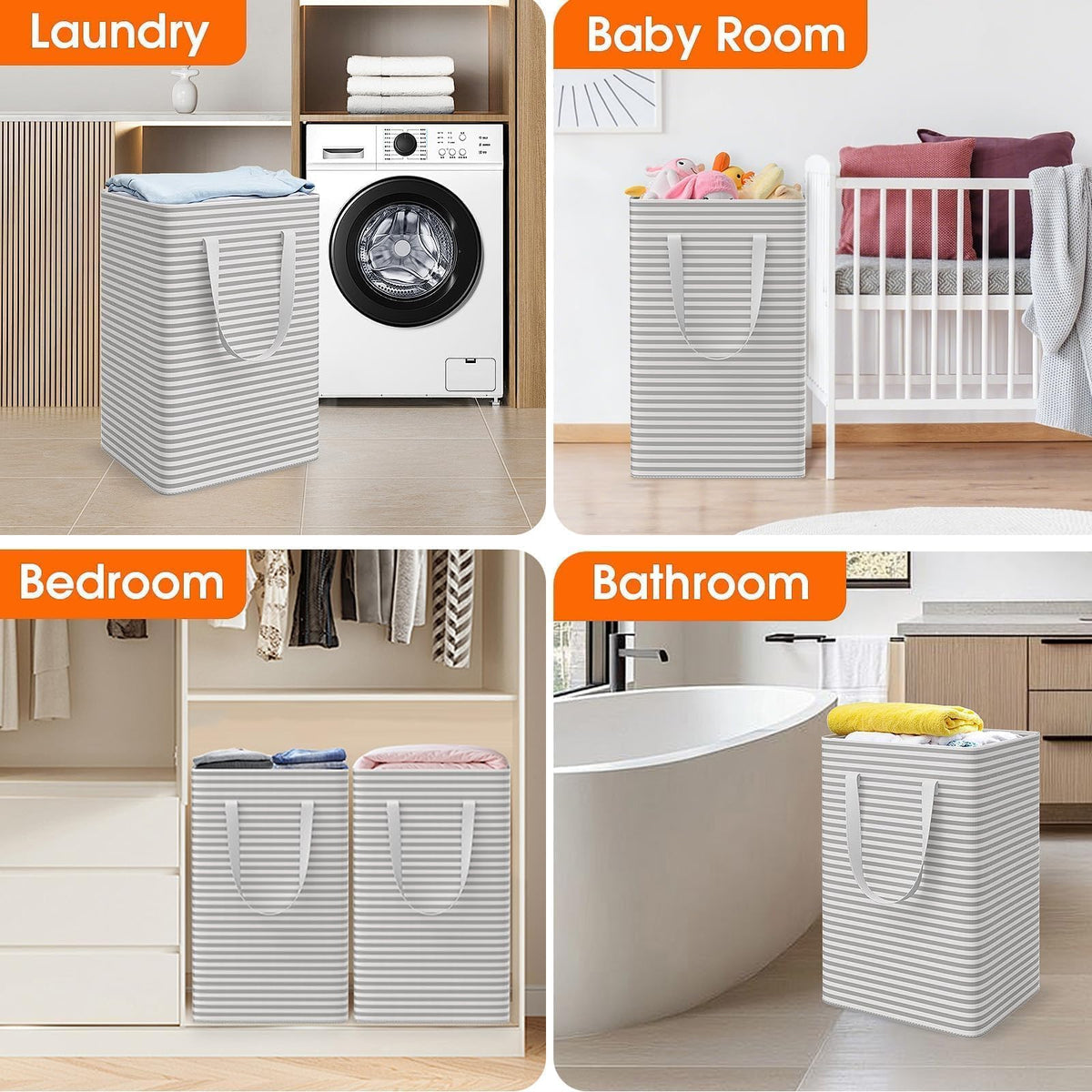 SmartTrends easy-carry laundry hamper supports busy households during laundry day.