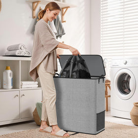 Foldable design allows compact storage when the hamper is unused