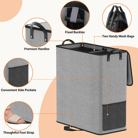 Reinforced handles offer sturdy transport from room to laundry
