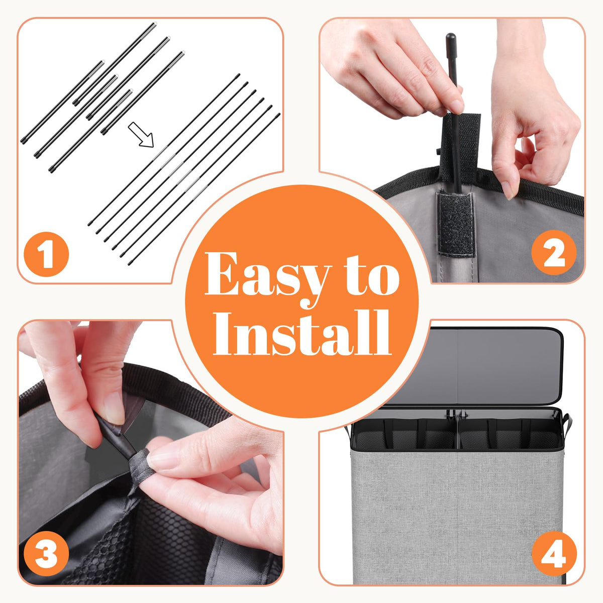 Removable mesh bags enable easy bag washing and transfer