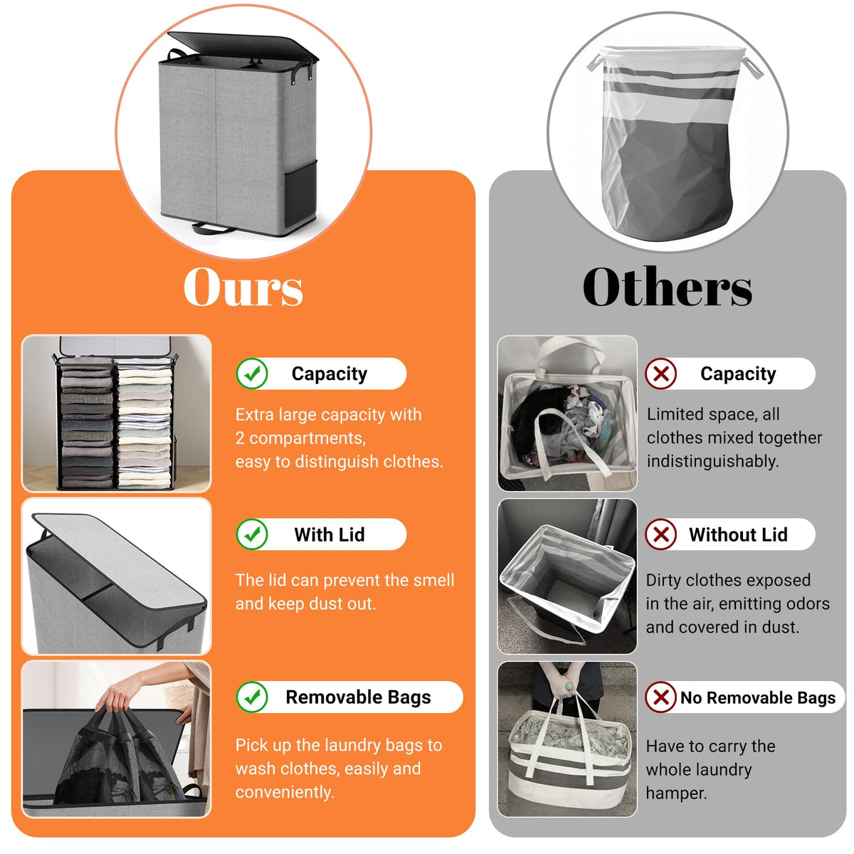 Side pocket keeps small items within reach during laundry prep